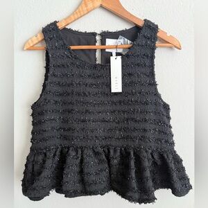 Mable Black Textured Peplum Top